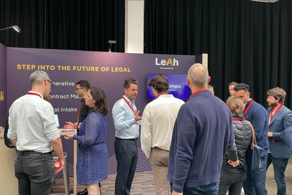 ContractPodAi's team meeting with attendees at Legal Geek 2023