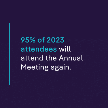 95% of 2023 attendees will attend the Annual Meeting again.