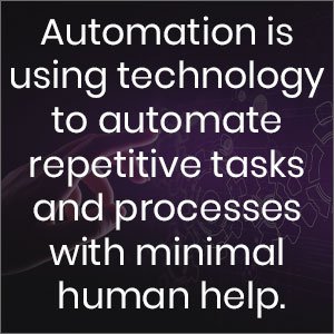 Automation is using technology to automate repetitive tasks and processes with minimal human help