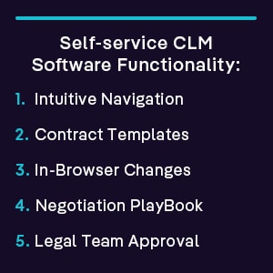 Self-service CLM software functionality