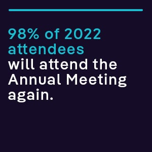 98% of 2022 attendees will attend the annual meeting again.