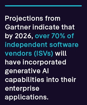 Projections from Gartner indicate that by 2026, over 70% of independent software vendors (ISVs) will have incorporated generative AI capabilities into their enterprise applications—a remarkable surge from the current figure of less than 1%.