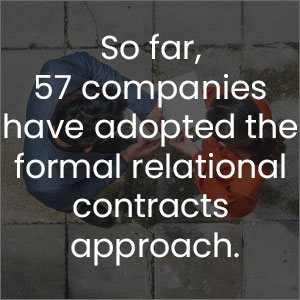 so far, 57 companies have adopted the formal relational contracts approach