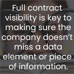 Full contract visibility is key to making sure the company doesn't miss a data element or piece of information