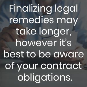 finalizing legal remedies may take longer, however its best to be aware of your contract obligations