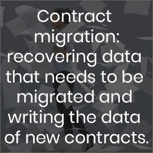 Contract migration: recovering data that needs to be migrated and writing the data of new contracts