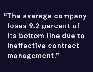 The average company loses 9.2 percent of its bottom line due to ineffective contract management.