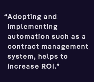 Adopting and implementing automation, such as a contract management system, helps to increase ROI in any organization.