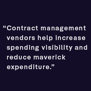 Contract management vendors help increase spending visibility and reduce maverick expenditure