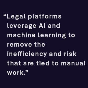 legal tech platforms leverage AI and machine learning to remove the inefficiency and risk that are tied to manual work