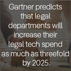 Gartner predicts that legal departments will increase their legal tech spend as much as threefold by 2025.