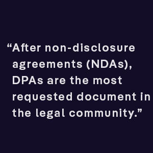 After non-disclosure agreements (NDAs), DPAs are the most requested document in the legal community.