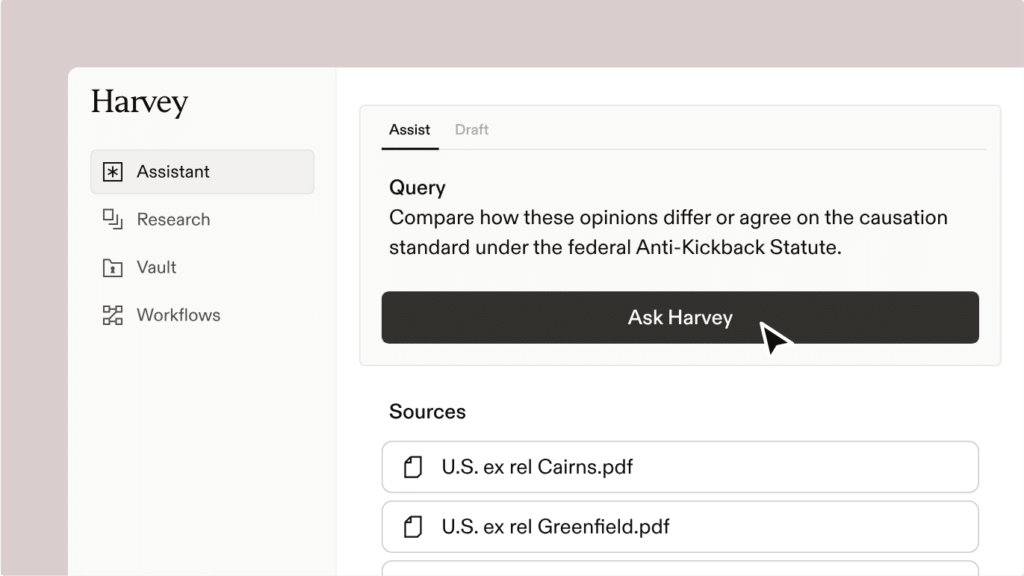 harvey ai user interface
