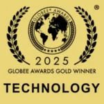 2025 Globee Awards Gold Winner badge in Technology category, featuring globe emblem surrounded by laurel branches on a gold background.