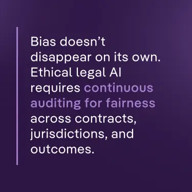 Ethical AI fairness quote stressing the need for continuous auditing across contracts and jurisdictions.